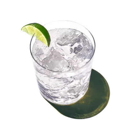 A glass of classic vodka lime soda brightens up your day.